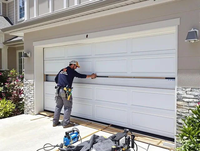 Cromwell Garage Door Repair team performing complete garage door replacement at Cromwell residence