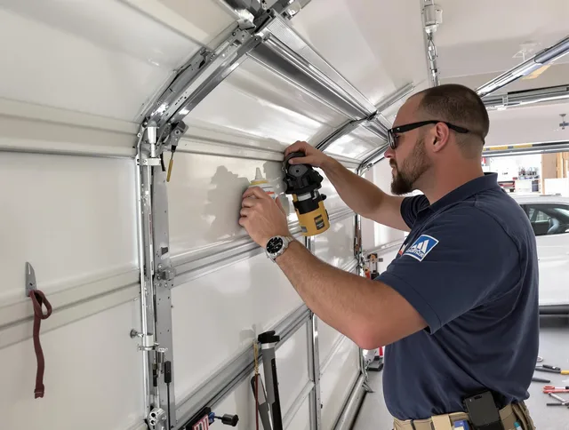 Cromwell Garage Door Repair technician quieting a noisy garage door in Cromwell